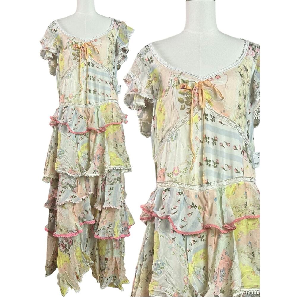 Free People Dainty Ethereal Cottage Love You Bunches Maxi Dress Pastel Small - Picture 9 of 16
